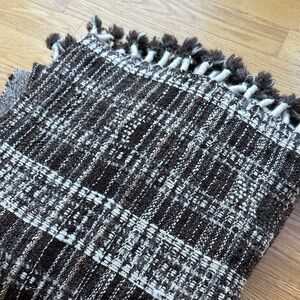 Handwoven Brown and Cream Decorative Throw Blanket - Indian wools throw